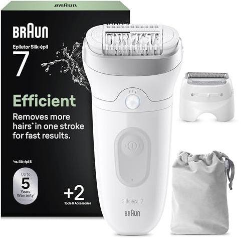 Braun Silk-Épil 7 Epilatore Elettrico Donna, Accessori, 7-030, Argento