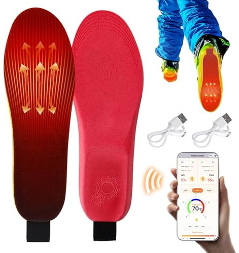 Heated Shoe Insoles – Portable Warm Foot Inserts, Reliable Adjustable Temperature, Soft Battery Powered Comfortable Cushion | Foot Warmer Shoe Insoles For Winter Outdoor Activities, Hiking,