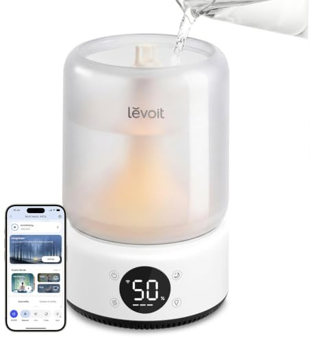 Levoit Smart Humidifier for Bedroom, 4.2L Top Fill, 21dB Ultra Quiet | 42H Runtime, Cool Mist, Detachable Sink for Easy Cleaning, App & Voice Control, Auto Mode, Scene Mode with Light & Music