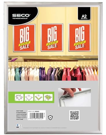 Stewart Superior A2 Aluminium 4 Sided 25mm Front Loading Picture/Poster Snap Frame - Silver