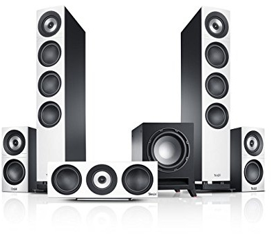 Teufel Definion 3 Ensemble Surround 5.1 - Enceintes Home cinéma Haut de Gamme avec Caisson de Basses Puissant, Lecture précise, Son Surround, Musique, Son cinéma, Ambiance cinéma - Blanc