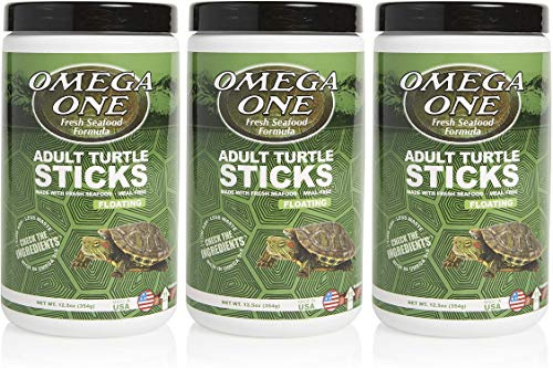 Omega One 3 Pack of Natural Protein Formula Adult Turtle Sticks, 12.5 Ounces Each