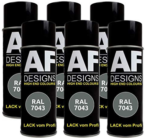 Alex Flittner Designs 6X Ral Pintura en Espray Pintura Coche Laca Colorida Lata de Aerosol RAL7043 Trafico Gris B Brillante