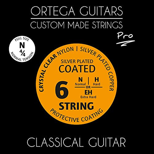Ortega Guitars Custom Made Strings - Pro - 4/4 Konzertgitarre - Crystal Nylon beschichtet (NYP44N)