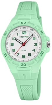 CALYPSO Reloj Infantil Niño y Niña Analógico de Caucho Verde Claro | Reloj Cuarzo, Cristal de Alta Resistencia, Resistente al Agua 10 ATM, K5832/1, Junior Collection