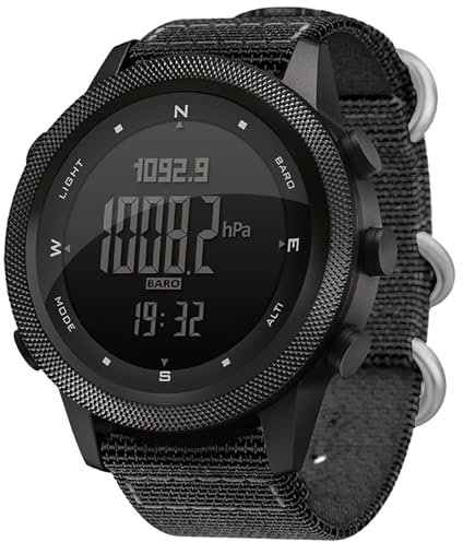 Militär Uhr Herren Kompass Höhenmesser Barometer Outdoor Digitaluhr Schrittzähler ohne app und Handy Herrenuhr Digital Robuste Armbanduhr Military Watch Tactical 5 ATM Wasserdicht Sport Junge