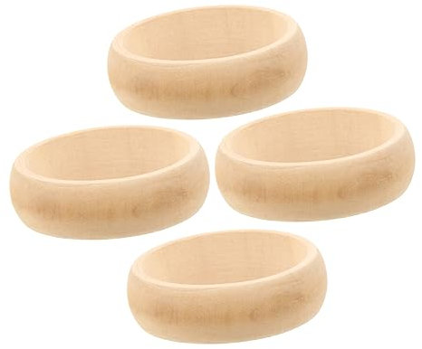 NUOBESTY 4stücke Runde Holzringe Unfertige Holzarmbänder Natur Holzringe Für Diy Handwerk Bastelset