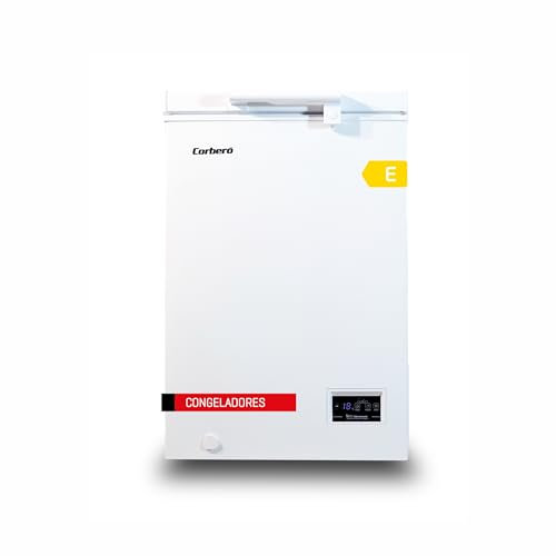 Corberó Congélateur coffre 98 l | Contrôle électronique avec écran | lumières LED | 1 panier intérieur | 2 roues, 2 pieds réglables | 40 dB, efficacité énergétique E, blanc