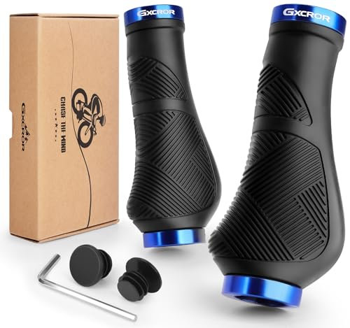 GXCROR Ergonomische Fahrradgriffe, rutschfeste Gummigriffe mit doppelter Verriegelung, universell 22.2 mm für Fahrräder/MTB/E-Bikes