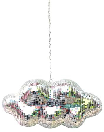Ywmsfl Adorno colgante de esfera de discoteca con forma de nubes retro, esfera reflectante con cadena para decoración de fiestas de festivales