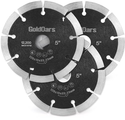 GoldOars Dischi Diamantati 125 mm Confezione da 3 Dischi di Taglio Ultra Sottili per Smerigliatrice Angolare Adatti per Piastrelle, Mattoni, Marmo e Granito Compatibili con Bosch, Makita, DeWalt