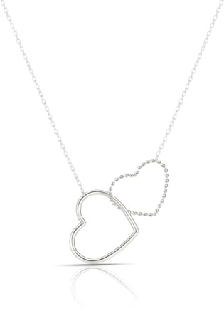 SAGA GIOIELLI® Collana Donna Due Cuori intrecciati in Acciaio San Valentino Regalo Festa Della Mamma Fidanzamento Confezione Regalo