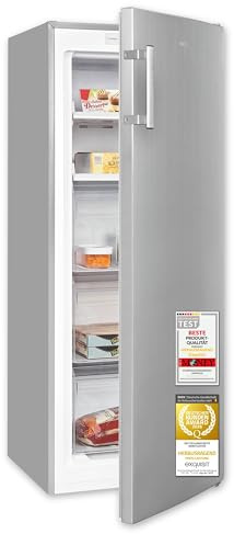 Exquisit GS5231-NF-H-040C Gefrierschrank, 161 Liter, No-Frost, Inox-Look