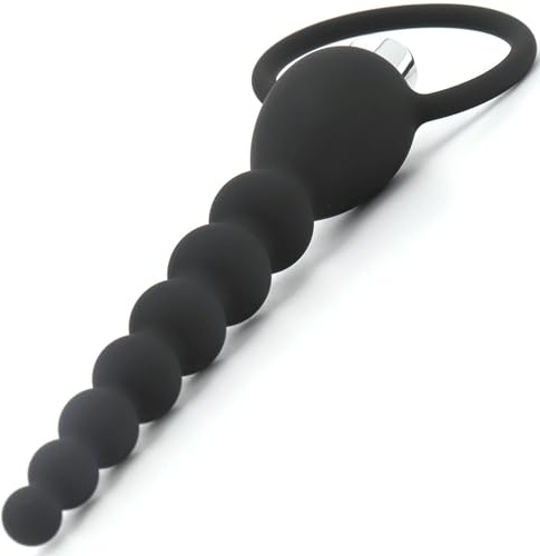 Beads vibradores anales FOPS de 21 cm, ⌀ 1,9–3,1 cm, silicona con mango, vibrador prostático, cadena anal para hombres y mujeres, bolas anales impermeables con vibración, A44-5