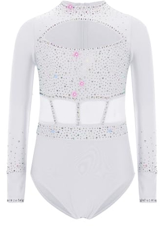 ranrann Justaucorps de Gymnastique pour Fille Unitard Manches Longues Tenue Patinage Artistique Danse