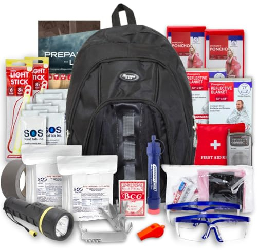 Emergency Zone Essentials 72-Hour Survival Kit - 2 Person | Bug Out Bag Backpack with Water Filter Straw and Emergency Supplies | The Optimal Disaster and Earthquake Emergency Kit