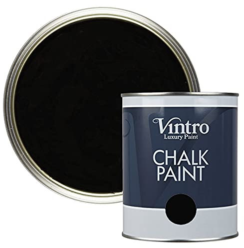 Vintro | Black Chalk Paint | Furniture Paint | Shabby Chic | Upcycle | Decorate | Ultra Matt Finish | 1 Litre (Victorian Black)