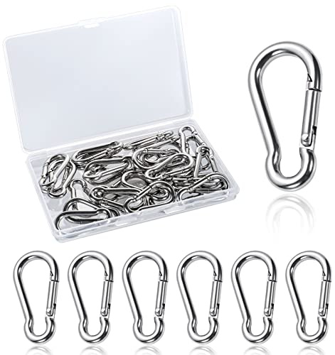 30 Pezzi Moschettoni Acciaio inox, 4 x 40mm Moschettone Portachiavi Moschettoni con chiusura a scatto capacità di carico fino a 36 kg per Campeggio Trekking Pesca (con scatola di immagazzinaggio)