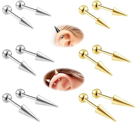 ZS 20G spikade näsringar nitar, 18 g rostfritt stål spikörhängen, 16 g septum läppringar brosk tragus helix piercing för kvinnor män