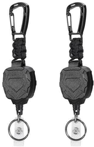 Yafe 2 Pcs Retractable Keychain with Belt Clip, Retractable Lanyard with 31.5” Thick Steel Cord(Holds 8 Oz)