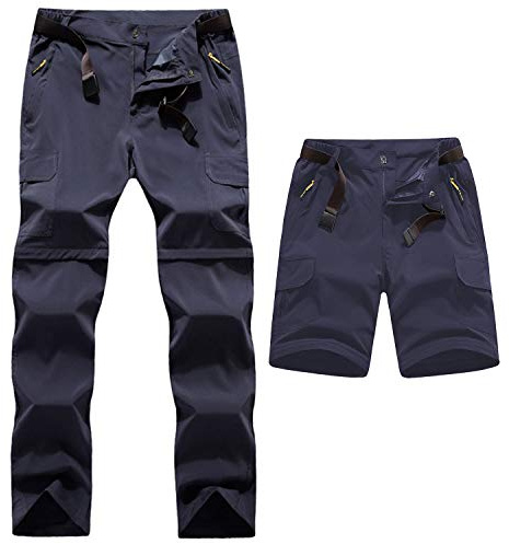 LHHMZ Uomo Pantaloni da Trekking Convertibili Asciugatura Veloce da Esterno Impermeabile Traspirante Zip off Pantaloni