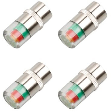 Tabanzhe 4 PCS Premium Car Tire Tyre Pressure Monitor Valve Stem Caps,Safety Sensors Indicator with 3 Colors,Air Valve Caps,for Cars Motorcycles Bikes