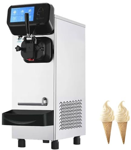 Commercial Ice Cream Machine, 21L/h Single Head Table Top Ice Cream Machine intelligent touch with display, 1600W Electric Flavor Frozen Yogurt Machine for Restaurant Snack Bar