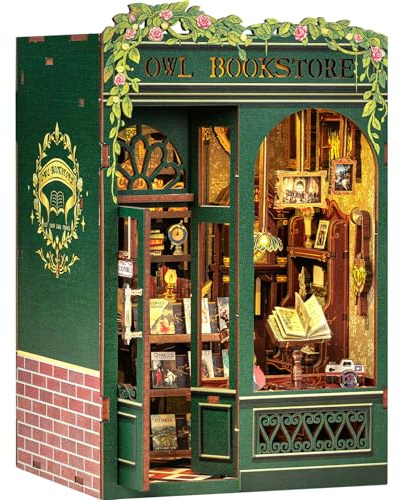Cutefun Book Nook – 3D-Holzpuzzles für Erwachsene, 139 Teile, DIY-Miniaturhaus-Bausatz, Bücherregal-Dekoration, Nook-Puzzle, Tiny-House-Geschenke für Frauen, Teenager und Buchliebhaber (OWL Bookstore)