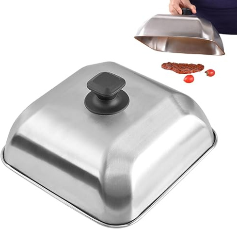 Cupola in ghisa - Copertura per imbastitura per piastra, cupola per piastra in acciaio inossidabile | Coperchio a cupola per cottura a vapore per bistecche alla piastra con pancetta e barbecue
