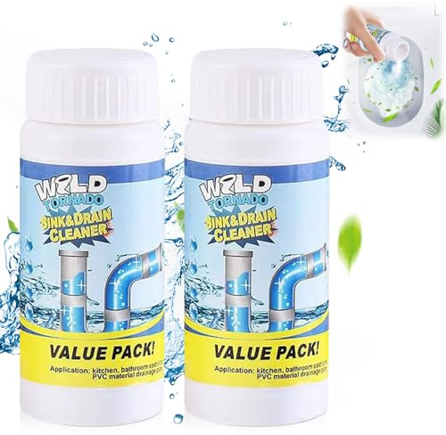 2pc Wild Tornado Pipe Dredge,Powerful Sink Cleaner for Kitchen Toilet Pipeline Quick Cleaning Tool- Wild Tornado Pipe Cleaner - wild sink and drain cleaner- Drain Foam Cleaner