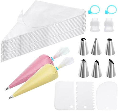 TVSVKWE 1 Set Of Piping Set And 3 Pieces Of Plastic Scraper, Diy Cake Tools, Dessert Baking Tools, Kitchen Supplies.