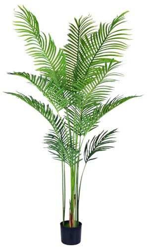 Yagosodee Palmera artificial de areca, 120 cm, planta de palmera artificial, verde hawaiano, planta falsa de tacto real, planta artificial en maceta para salón, dormitorio, casa de campo