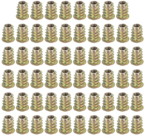 sourcing map 58 Pcs Threaded Inserts for Wood, Zinc Alloy M6 Thread Inserts Nuts Hex Socket Drive Screw 15mm Length for Furniture, Cabinet, Tables and Chairs