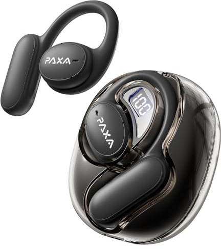 PAXA OpenAir5 Traduttore vocale istantaneo Bluetooth 5.4 Cuffie traduttore in tempo reale con lingue vocali in tempo reale con 145 lingue, per viaggi d'affari e apprendimento nero