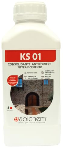 ABICHEM KS-01 1 L. – Consolidante Antipolvere per Pietre Naturali, Tufo e Cemento Poroso – Microemulsione Penetrante per Interni ed Esterni, Evita Sfarinamenti e Polvere