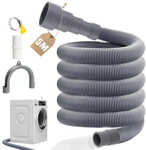 XEIYEI Ablaufschlauch Waschmaschine 5M Universal Waschmaschinenschlauch Abwasserschlauch Verlängerung Set 4 Schnittstellengrößen für Waschmaschinen Spülmaschine Wohnmobil