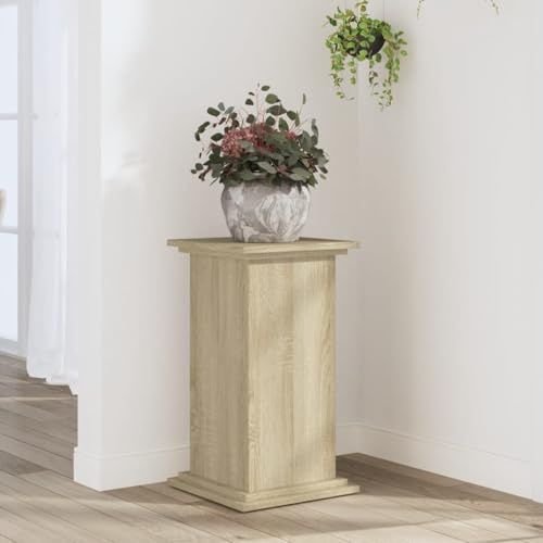 Mokuyary Soporte para plantas de roble Sonoma, 33 x 33 x 60 cm, material de madera, estantería para plantas interior y exterior, escalera decorativa para flores, para terraza, balcón, salón