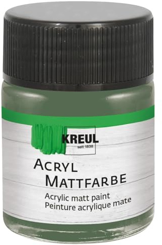 KREUL 75531 - Vernice acrilica opaca, verde russo in barattolo da 50 ml, vernice a base d'acqua dalla copertura cremosa, ad asciugatura rapida, adatta a molte superfici diverse