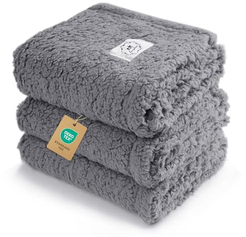 1 Pack 3 Calming Blankets Fluffy Premium Fleece Pet Blanket Soft Sherpa Throw for Dog Puppy Cat Grey Small (23 x16'')