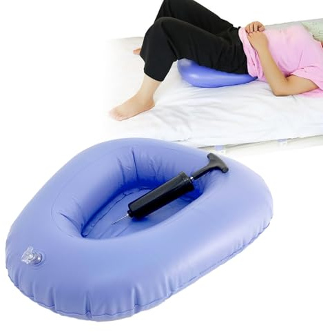Inflatable Bedpan - Potty Bedside Toilet Nursing Urinals for Mother Women Bedridden Elderly Disabled (Dark Blue-L Size)