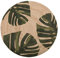 Runder Teppich Beige aus Jute Monstera Muster in Grün ⌀ 140 cm Boho Stil Incik