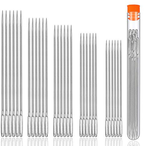 30 Stücke Nähen Nadeln Set, 5 Größen Stopfnadeln mit Großem öhr, Hand Nähen Sticknadeln für Hand Nähen Handwerk, Nähnadeln mit Nadelflasche, Edelstahlnadeln zum Nähen und Handwerk