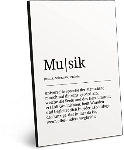 ARTFAVES® Worterklärung Musik | Definition Bild schwarz-Weiss als Geschenk | Holzschild mit Spruch zum Thema Hobby/Musik