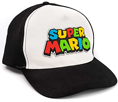 Super Mario Nintendo Cap Boys Kids Blanco Negro Negro Snapback Talla única