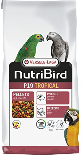 VERSELE-LAGA - NutriBird P19 Tropical - Extrudierte Pellets - Aufzuchtfutter für Papageien - Mehrfarbig - 10kg
