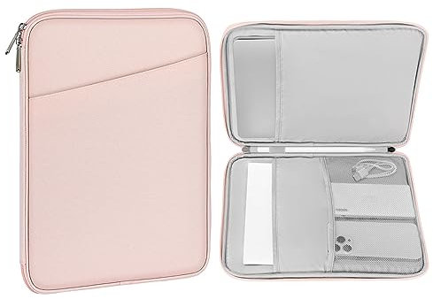 MoKo Tablet Tasche, Tablet Sleeve Tasche für 13 Zoll iPad Pro M4 2024 OLED, 13 Zoll iPad Air M2 2024, iPad Pro 12,9 M2 2022-2015, Galaxy Tab S9+/S8+ 12,4, Portfolio Tablet Tasche, Rosa