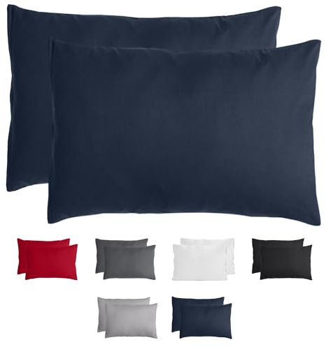 Komfortec Kissenbezug 50x70 2er Set - 100% Mikrofaser, Weich & Atmungsaktiv, mit Reißverschluss - Kopfkissenbezug - Waschbar & Pflegeleicht - Blau