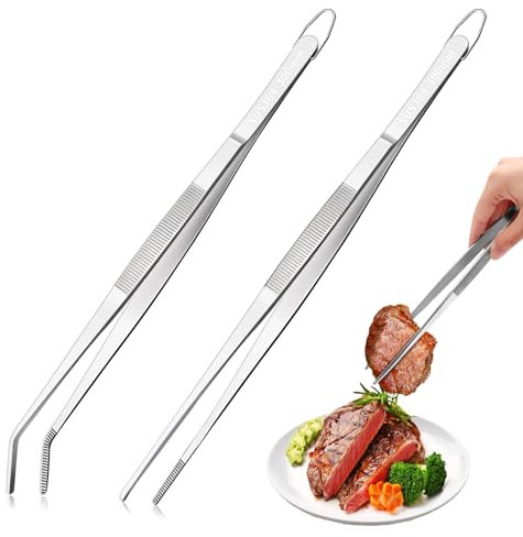 LURICO Pinze da Cucina, 2 Pezzi Pinza Cucina, 30cm Pinze Cucina, Pinze per Cucina, Pinzette da Cucina, Pinza Cucina Professionale, per Decorare Cibi, Cucinare, Barbecue, Cuocere Forno