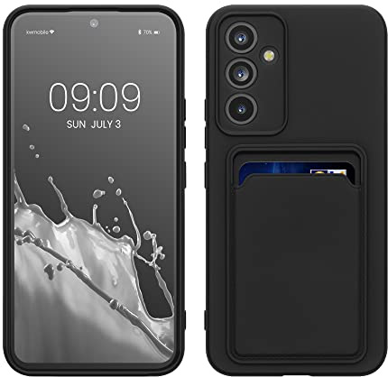 Kwmobile fodral kompatibelt med Samsung Galaxy A54 5G fodral - TPU telefonskydd med kreditkortshållare - svart