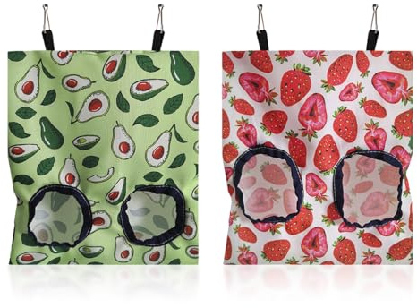 Tabanzhe 2 Pcs Rabbit Hay Feeder - Hanging Hay Rack Manger Holder with Storage Pouch for Guinea Pigs, Bunnies, Chinchillas, and Hamsters (Red/Green)